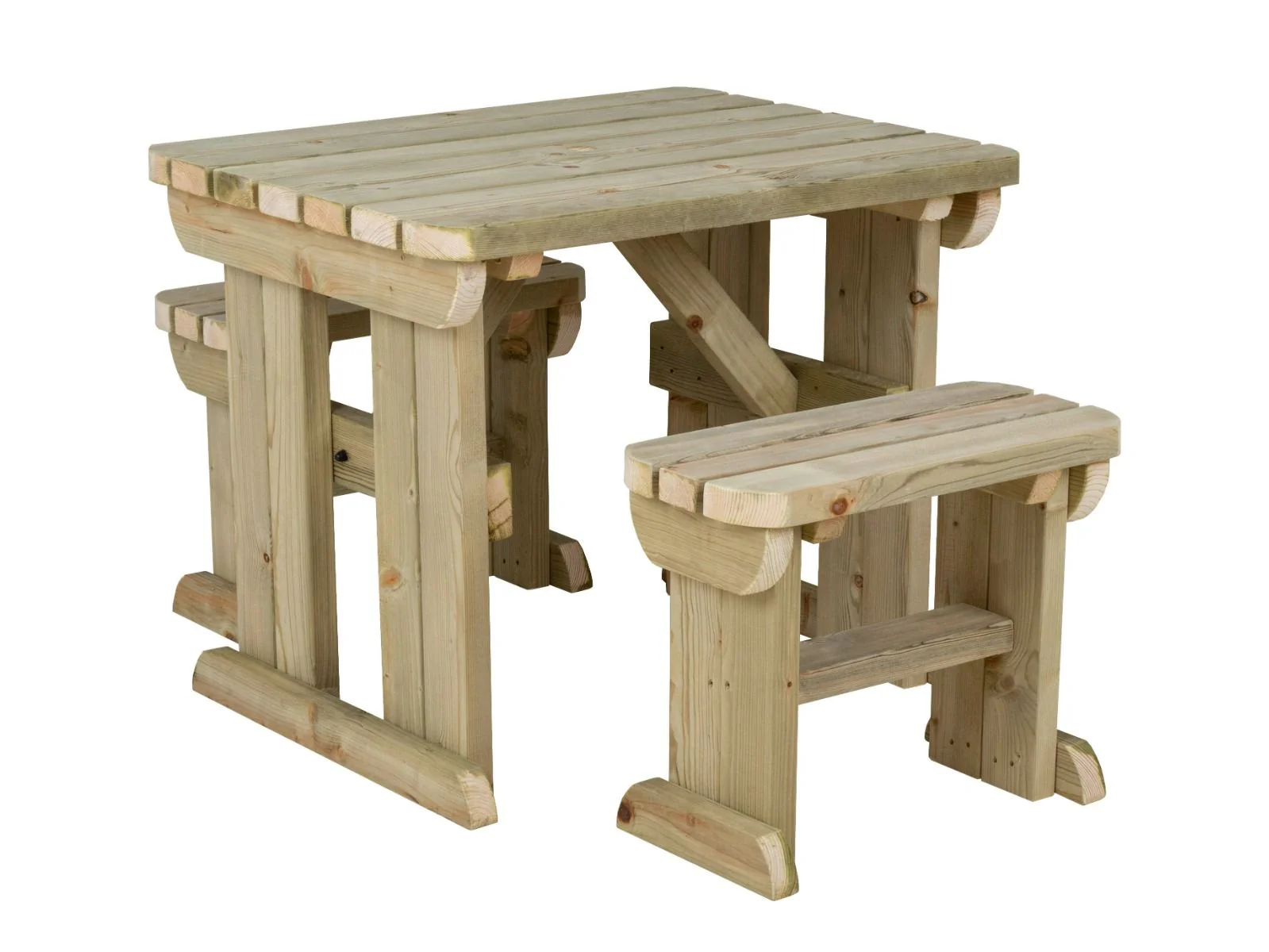 Yews Rounded Space Saving Picnic Table and Benches Set - Image 5