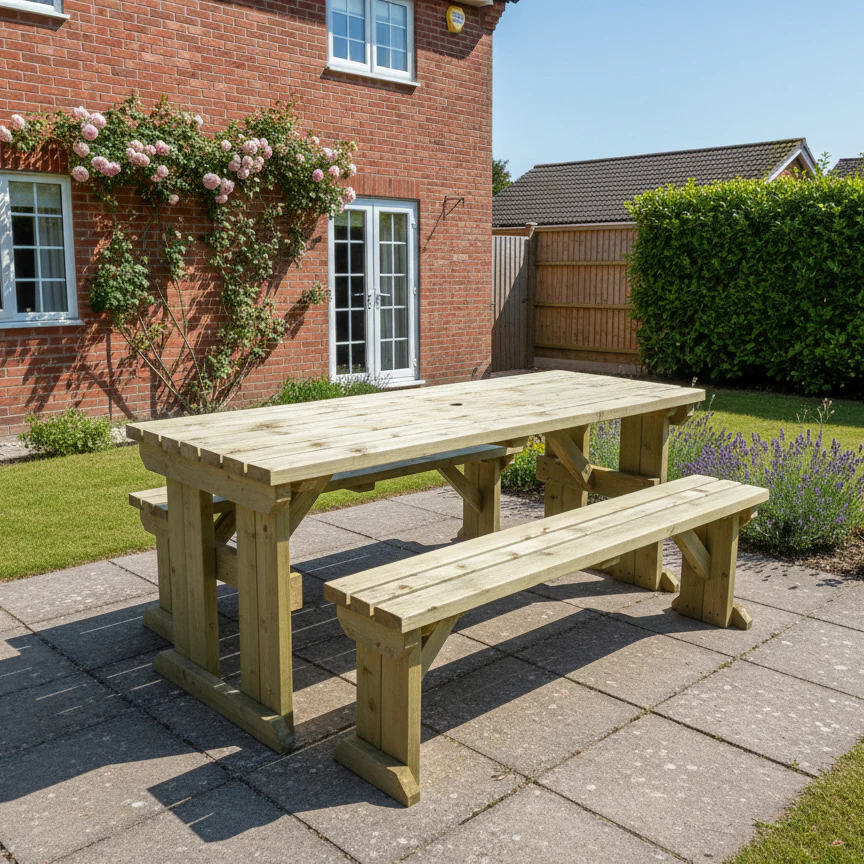 Yews Space Saving Picnic Table and Benches Set - Image 3