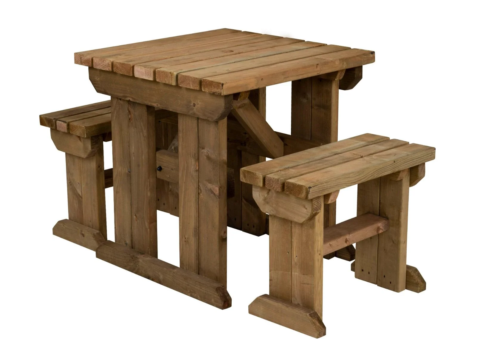 Yews Space Saving Picnic Table and Benches Set - Rustic Finish - Image 5